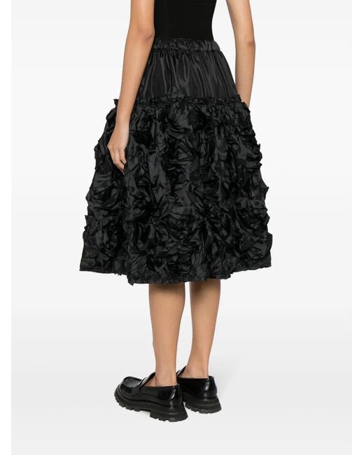 Comme des Garçons Black Ruched Flared Midi Skirt