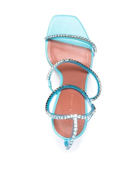 AMINA MUADDI Blue Gilda 95Mm Crystal-Embellished Sandals