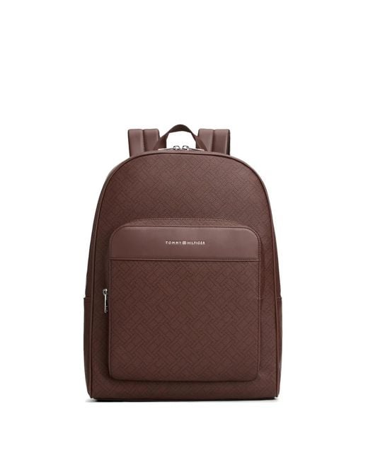 Tommy Hilfiger Brown Monogram-Pattern Backpack for men