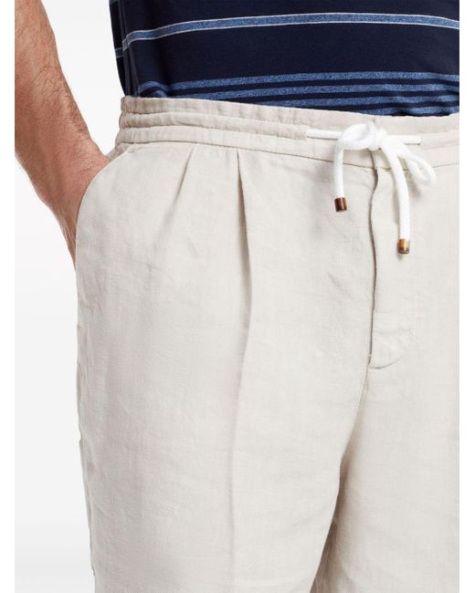 Brunello Cucinelli White Straight-leg Linen Trousers for men