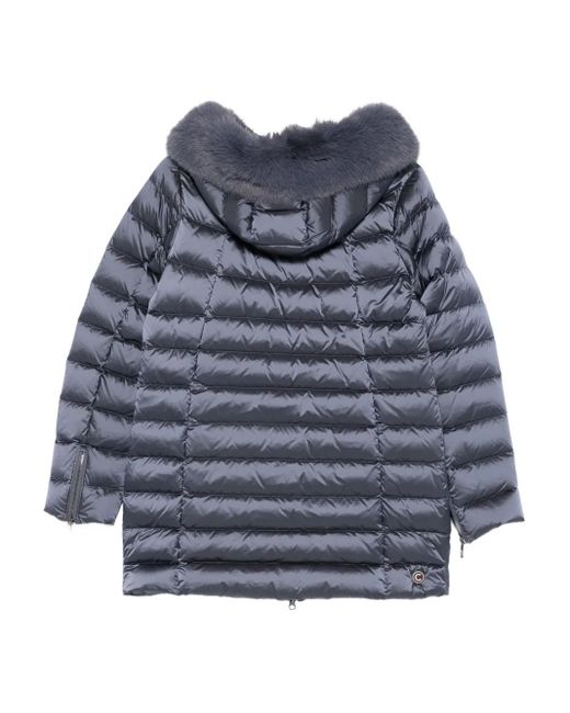 Colmar Blue Quilted Fur-Trimmed Coat