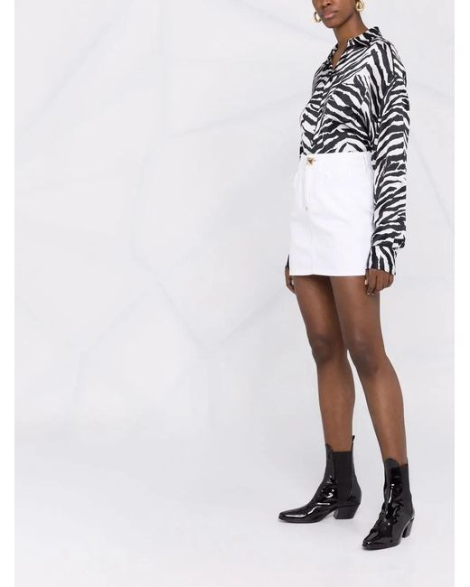 Philipp Plein White Denim Mini Skirt