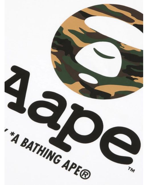Aape By A Bathing Ape White Logo-Print T-Shirt for men
