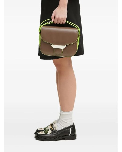 KENZO Gray Ribbon Leather Flap Bag