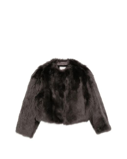Tagliatore Black Long-Sleeve Shearling Jacket