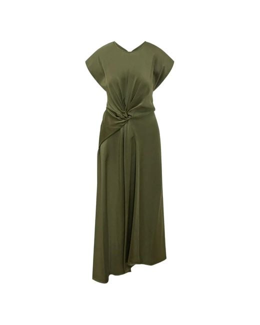 Victoria Beckham Green Midi Aria Twist-Detail Dress