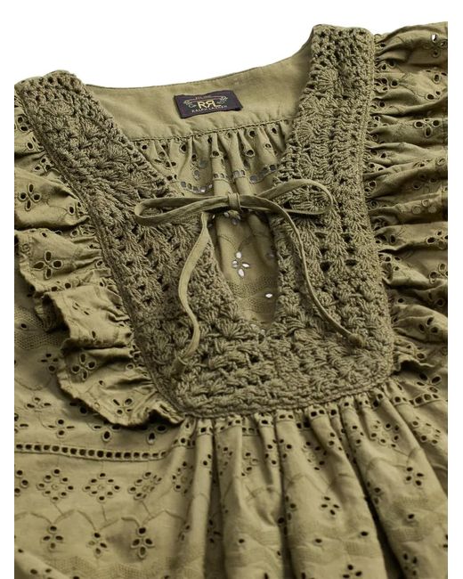 RRL Green Ruffled Blouse