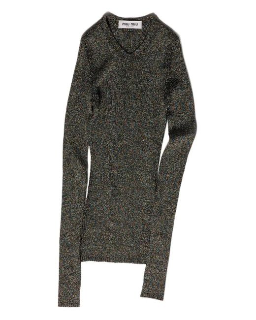 Pull À Maille Côtelée Miu Miu en coloris Black