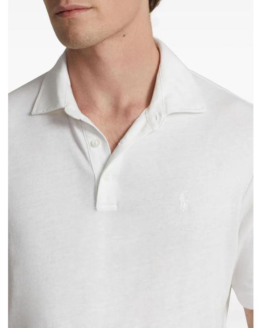 Polo Ralph Lauren White Logo Embroidery Polo for men