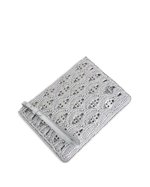 Rabanne Gray Raffia Clutch Bag