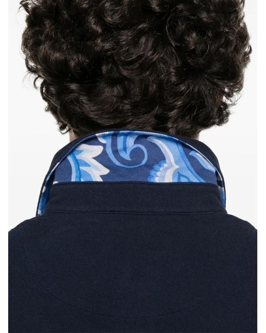 Etro Blue Cotton Polo Shirt for men