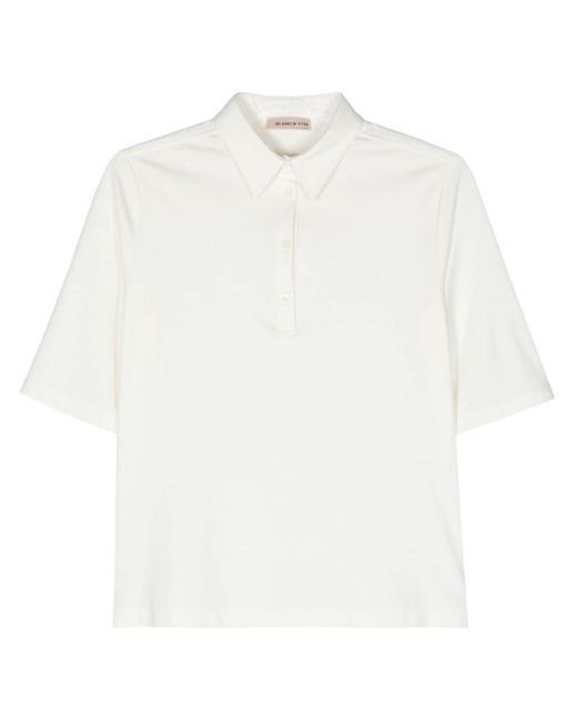 Blanca Vita White Kurzärmeliges Platy Poloshirt