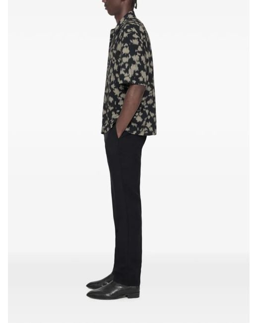 AllSaints Gray Leo Leopard-Print Short-Sleeve Shirt for men
