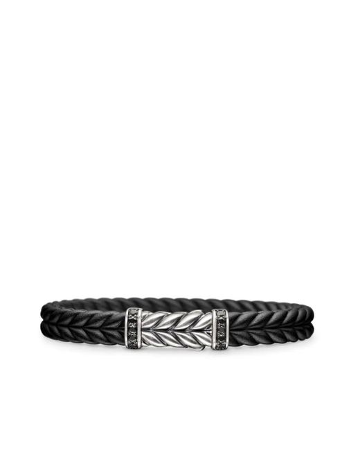 David Yurman White Sterling Chevron Diamond Bracelet (9Mm) for men
