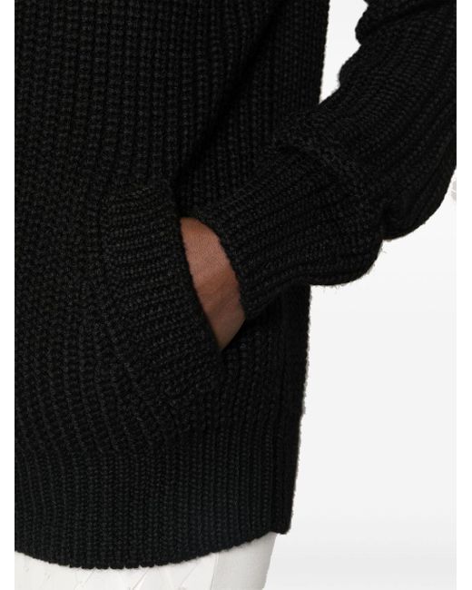 Prada Black Enamel-triangle Zip-up Cardigan