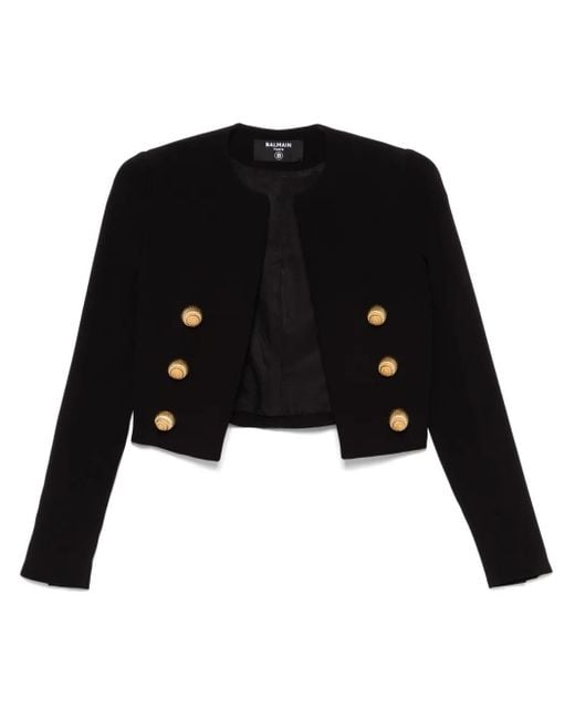 Balmain Black 'Chiocciola' Button Short Jacket