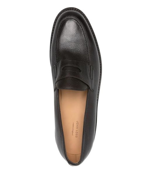 John Lobb Black Leather Loafers for men