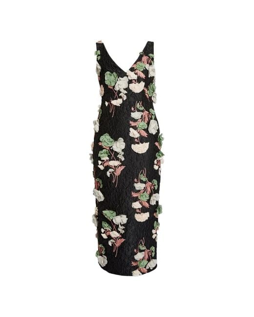 Erdem White Floral-Detail Embroidered Midi Dress
