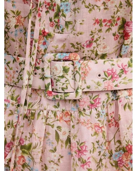 Silvian Heach Pink Geblümtes Midikleid Mit Gürtel
