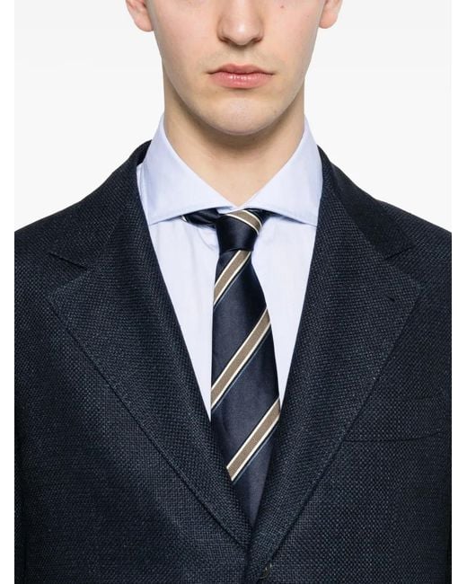 Brunello Cucinelli Blue Silk Blend Suit for men
