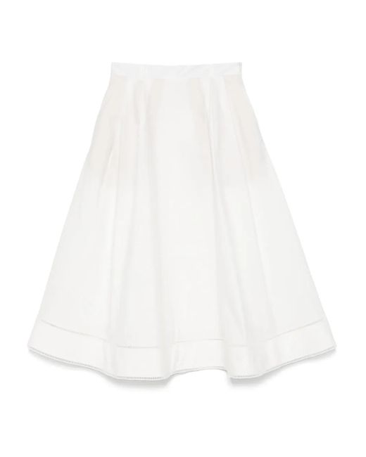 Rohe White Ladder-Embroidered Poplin Midi Skirt