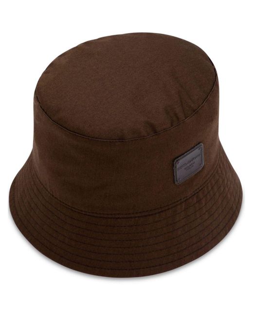 Dolce & Gabbana Brown Drill Logo-appliqué Bucket Hat for men