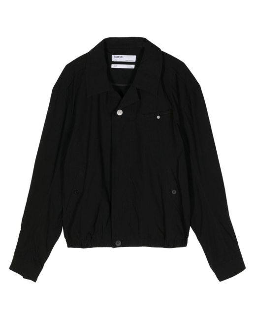 C2H4 Black Button-up Shirt Jacket for men