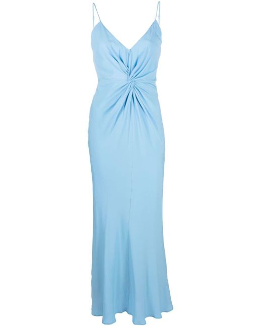 MSGM Blue Langes Kleid mit Knoten