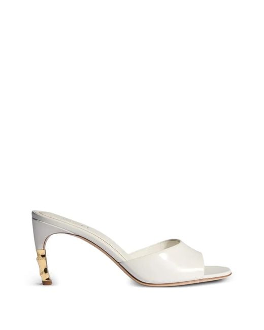Gucci White Bamboo-Effect Leather Sandals