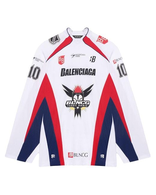 Balenciaga White Hockey Panelled Long-sleeve T-shirt for men