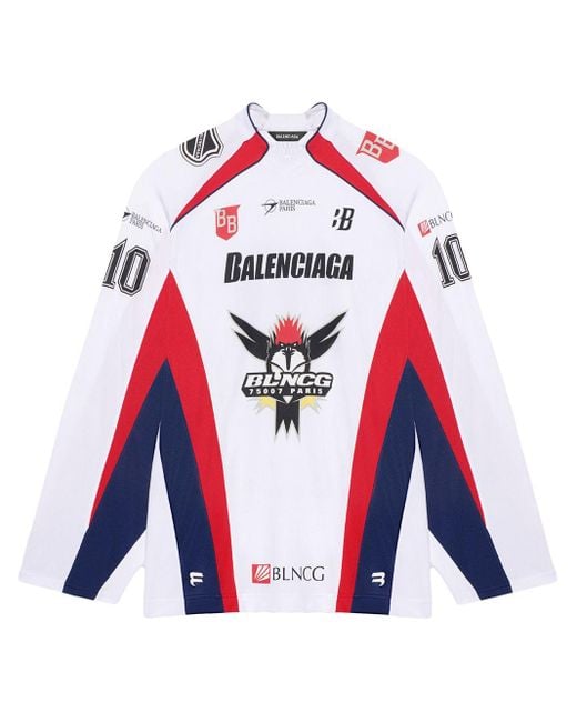 Balenciaga White Hockey Panelled Long-sleeve T-shirt for men
