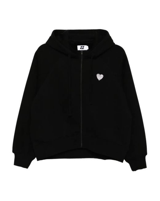 Izzue Black Embroidered-Logo Hoodie