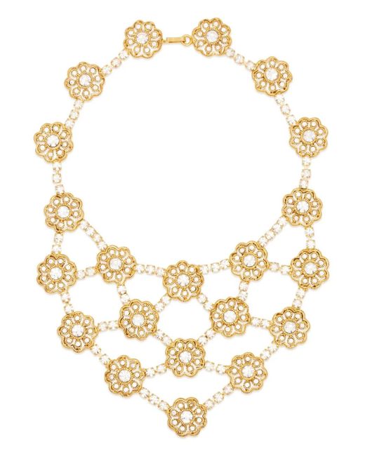Kenneth Jay Lane Metallic Flower Cluster Halskette Mit Lätzchen