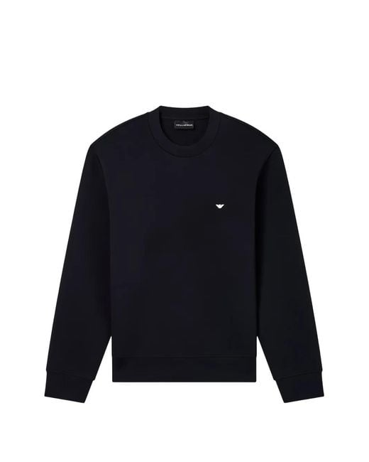 Emporio Armani Blue Embroidered Long-Sleeve Sweatshirt for men