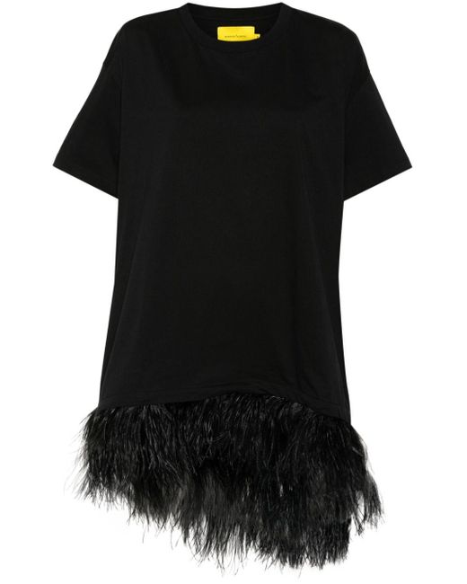 Marques'Almeida Black Feather-detail Mini Dress