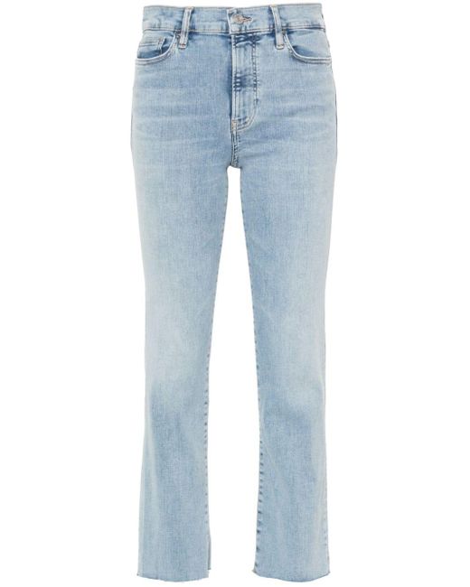 FRAME Blue High-rise Straight-leg Jeans