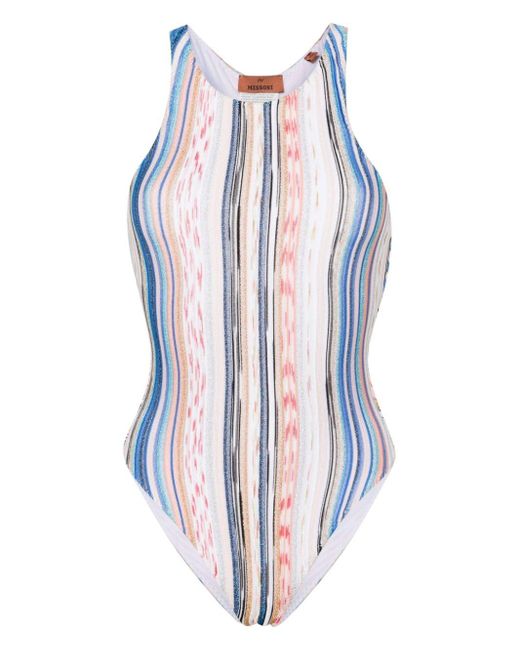 Missoni Blue Striped Lurex Swimsuit