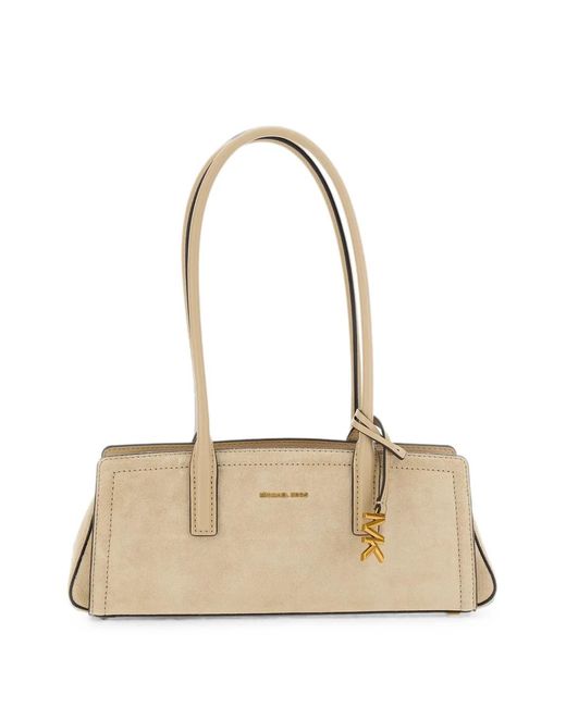 MICHAEL Michael Kors Natural Logo-Plaque Suede Tote Bag