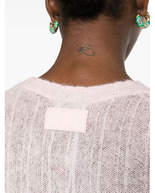 KENZO Pink Ribbed Open-Knit Jumper