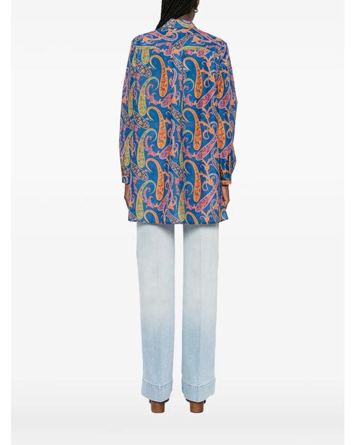 Etro Blue Paisley-Print Shirt