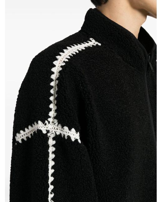 FIVE CM Black Contrast-stitching Zip-up Bomber Jacket for men