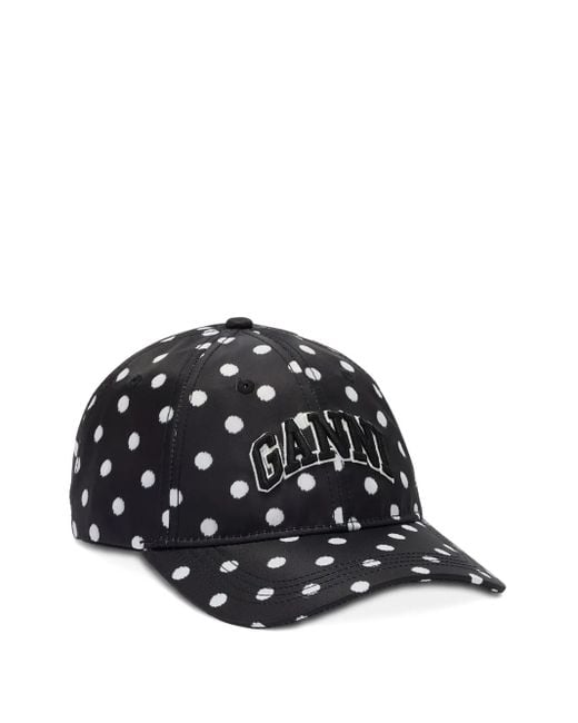Ganni Black Printed Nylon Cap