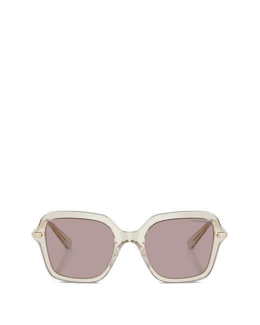 Swarovski Pink Geometric-Frame Sunglasses