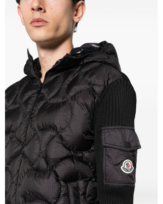 Moncler Black Padded Hooded Zip-up Cardigan for men