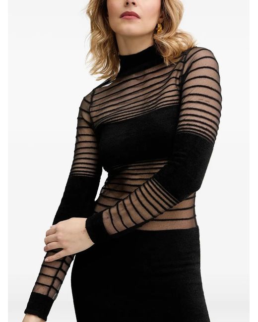 retroféte Black Johanne Striped Maxi Dress