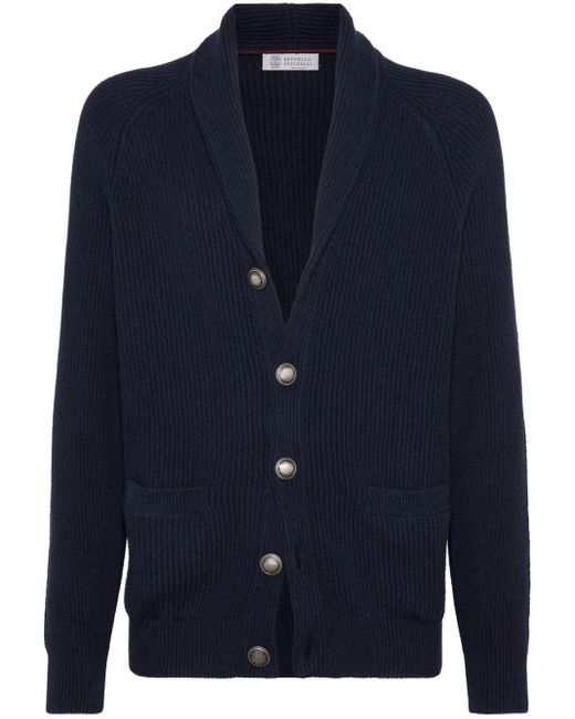 Brunello Cucinelli Vest Met Sjaalkraag in het Blue voor heren