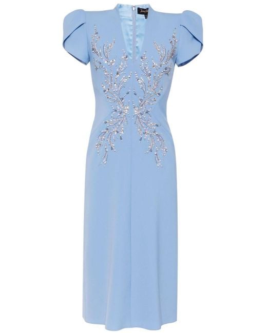 Jenny Packham Blue Firefly Crystal-embellished Midi Dress