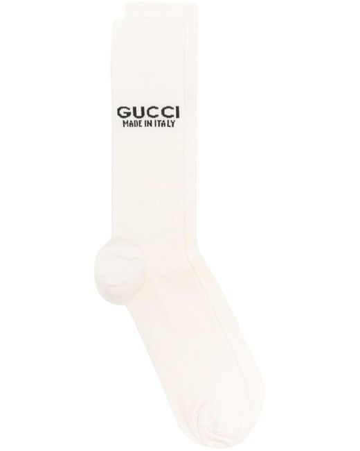 Calzini a coste con logo jacquard di Gucci in White