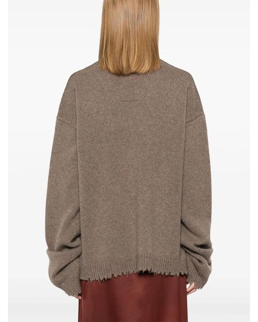 Uma Wang Brown Oversized Cashmere Button-Front V-Neck Cardigan