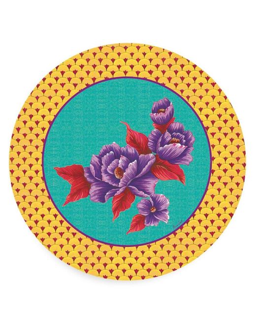 Set di due tovagliette Masonite a fiori di Lisa Corti in Gray